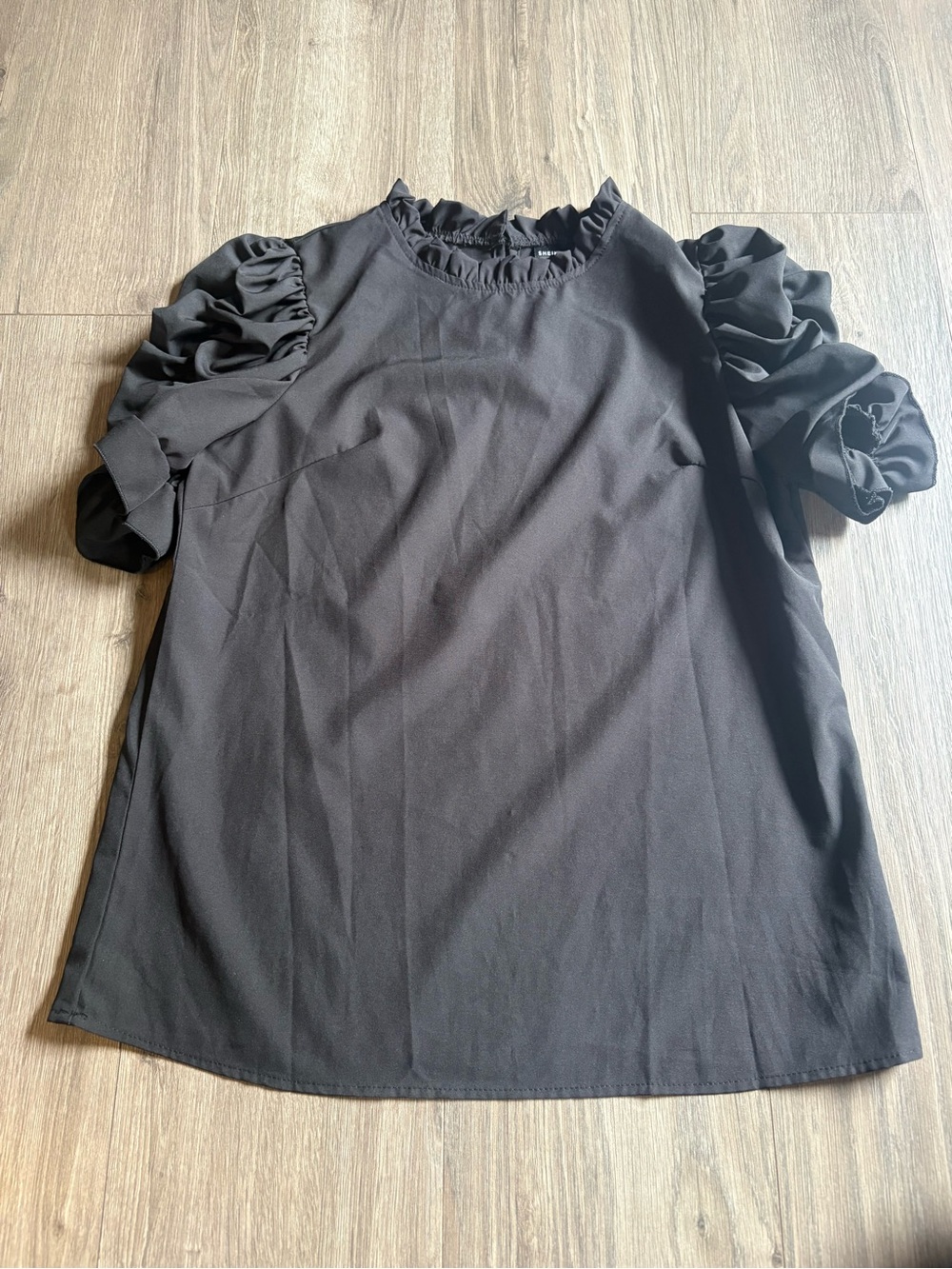 SHEIN size small black blouse with ruffle sleeves